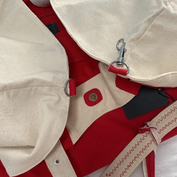 Saldarini Red and Cream Travel Beach Tote Bag - NWOT - Picture 3 of 6